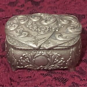 Silver Japanese Hinged Vintage Trinket Box